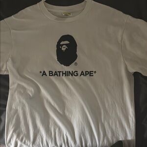 Bape White and Black Short Sleeve Tee